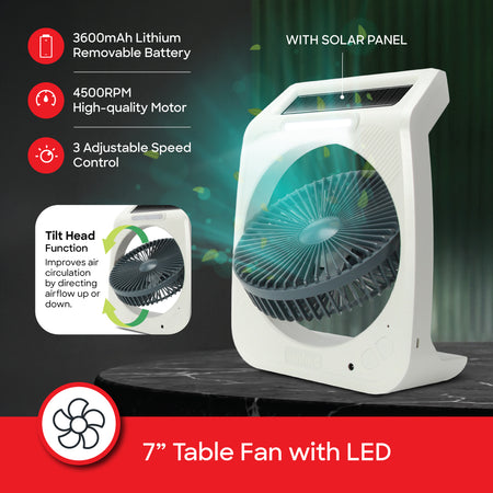 Portable solar fan with LED light SF6654RTF eco-friendly outdoor cooling solution
