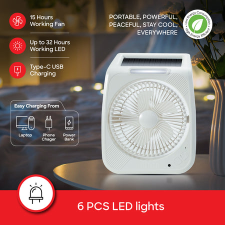 Sanford rechargeable table fan SF6654RTF solar panel USB Type-C charging UAE