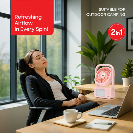 Sanford 4-Inch Rechargeable Table Fan with LED Light | SF6658RTF - buysanford