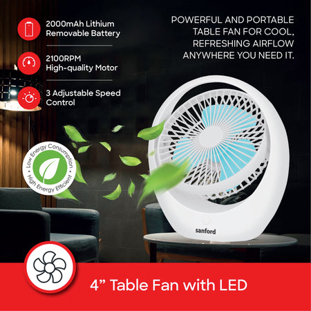 rechargeable fan 2000mah battery 3 speed portable sanford 3