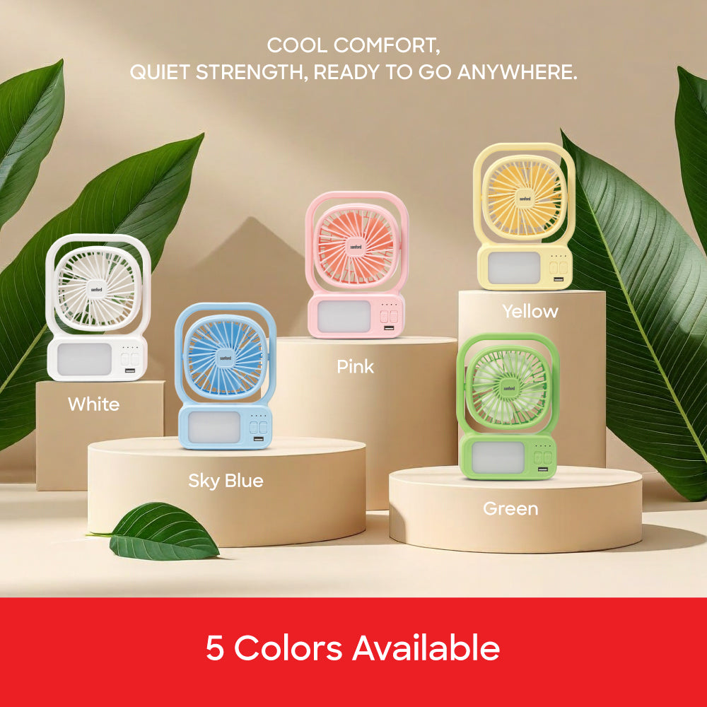 Sanford 4-Inch Rechargeable Table Fan with LED Light | SF6658RTF - buysanford