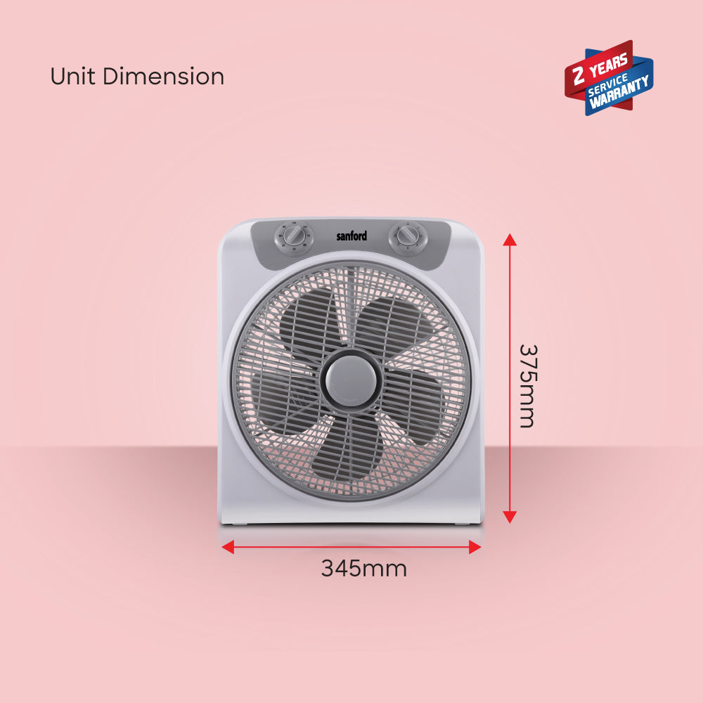 Sanford 12” Compact Fan | 5-Blade Design | 3-Speed Control | 120-Min Timer | Auto-Swing | 45W Energy Efficient - buysanford