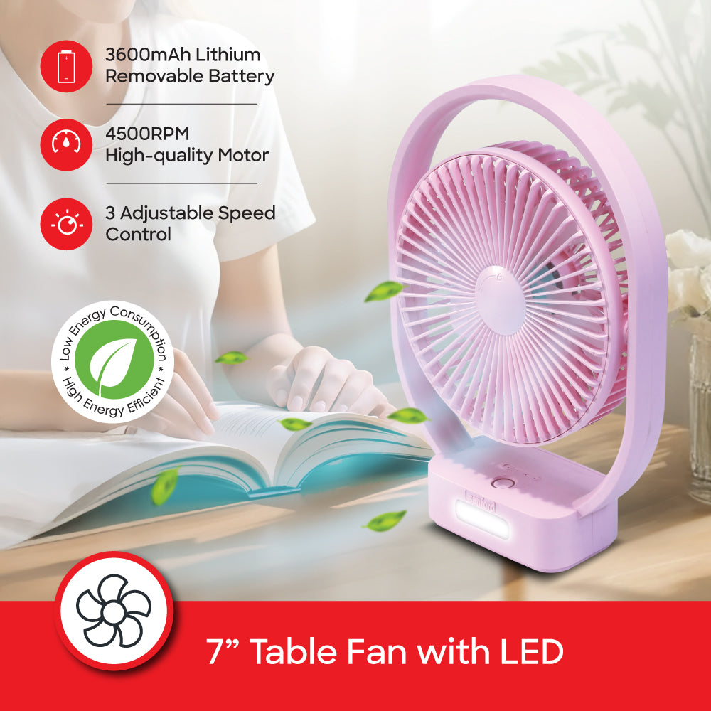Sanford 2 in 1 Rechargeable Table Fan with LED Lights and USB Charging | SF6662MFN - buysanford