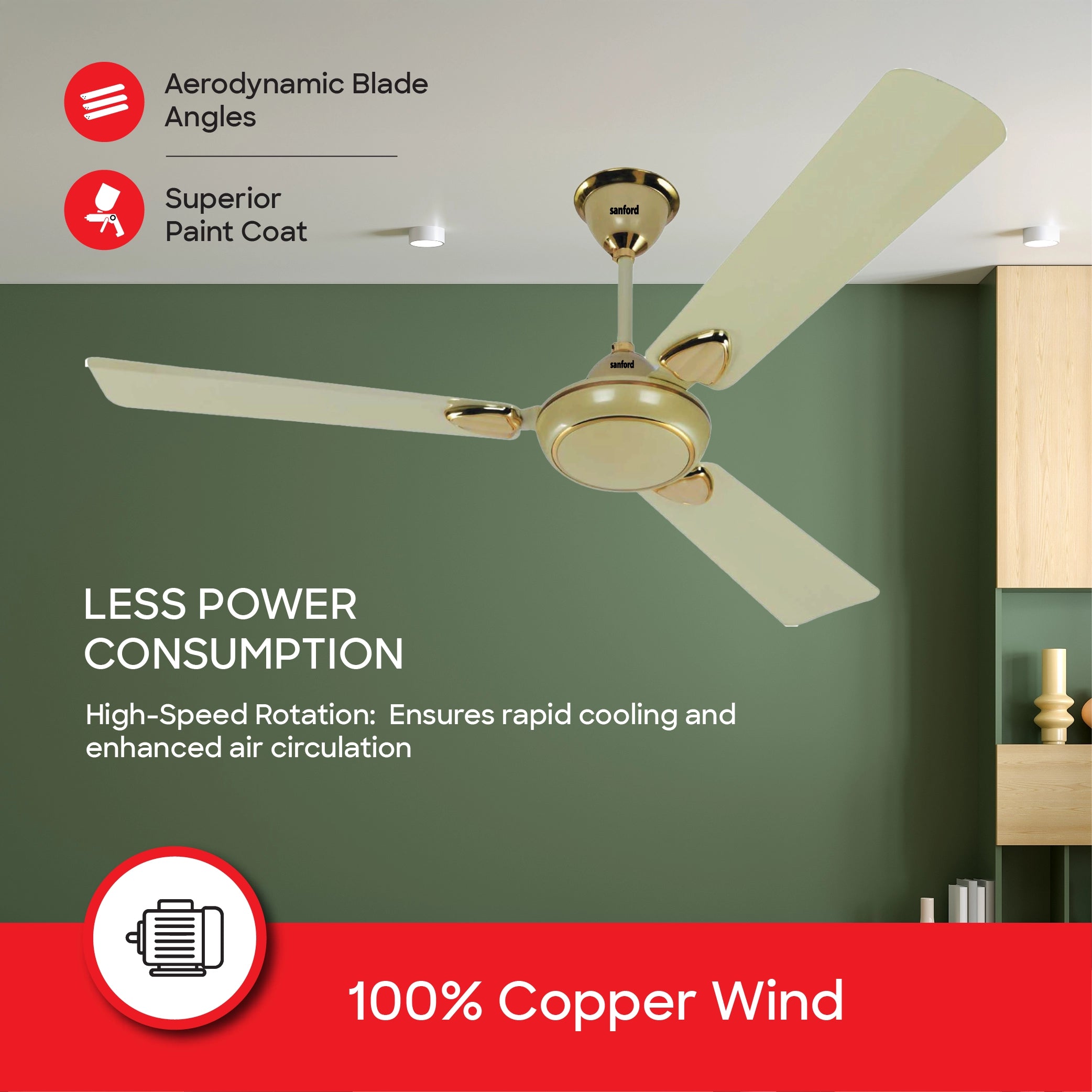 56 inch ceiling fan 1400mm blades copper motor sanford 4