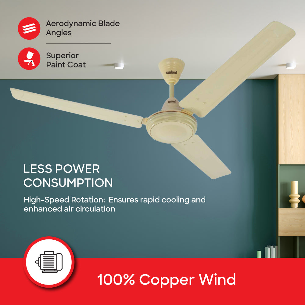 Sanford 80W 56-Inch Ceiling Fan with Copper Winding and High-Speed Blades |  SF6666CFN - buysanford