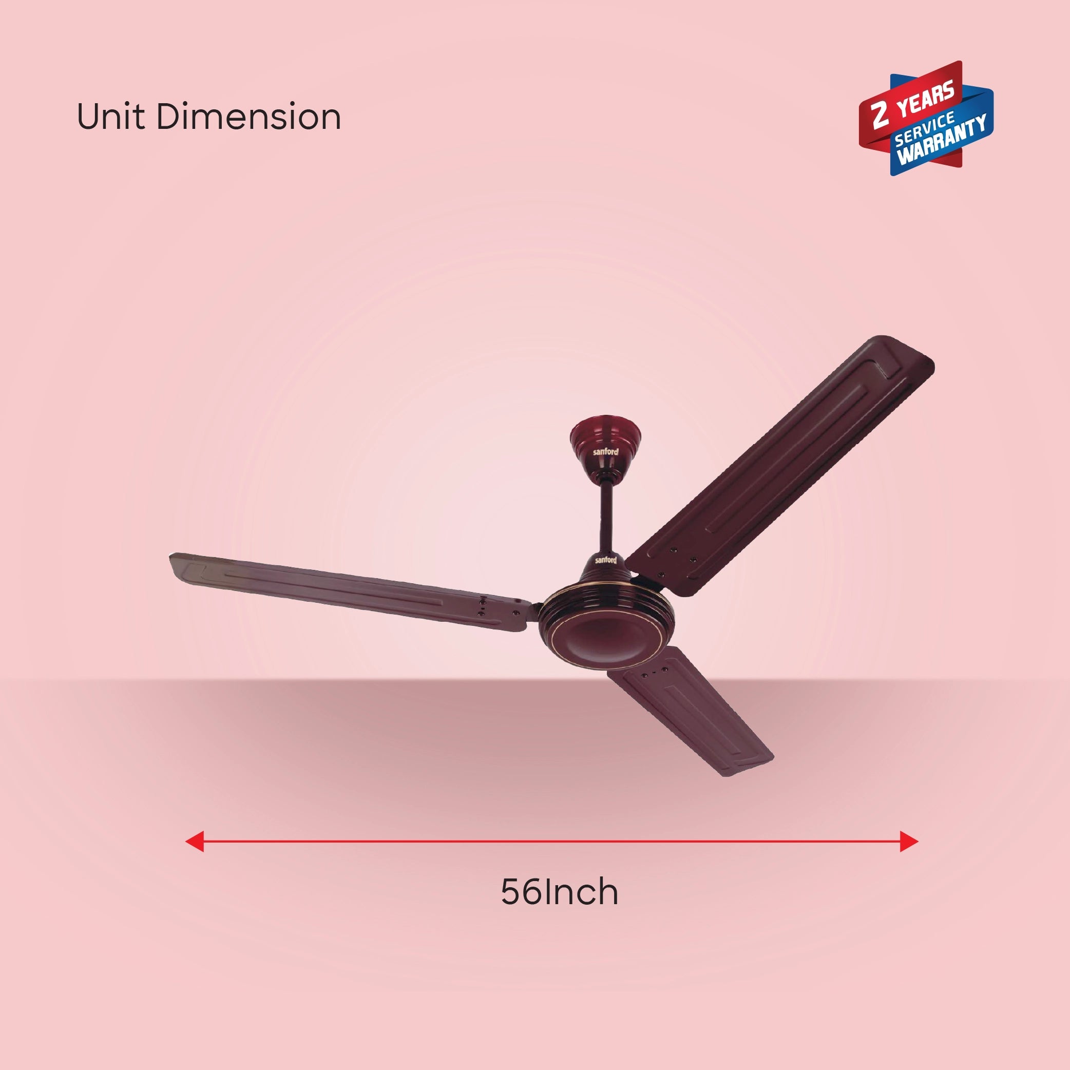 56 inch ceiling fan 80W copper winding high speed blades sanford 6