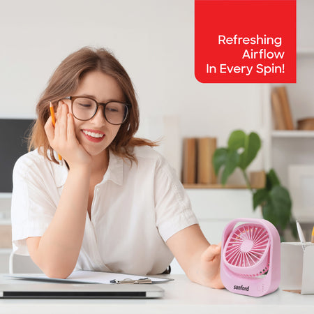 Sanford Portable Rechargeable Mini Table Fan with 3-Speed Control - SF6668MFN - buysanford