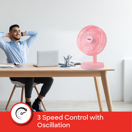 Sanford 7-Inch Rechargeable Table Fan with 3-Speed Oscillation | SF6668MFN - buysanford