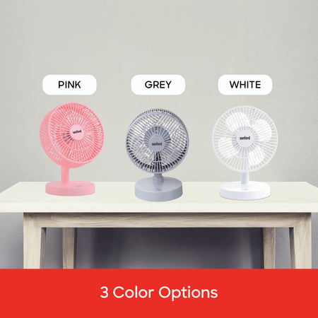 Sanford 7-Inch Rechargeable Table Fan with 3-Speed Oscillation | SF6668MFN - buysanford
