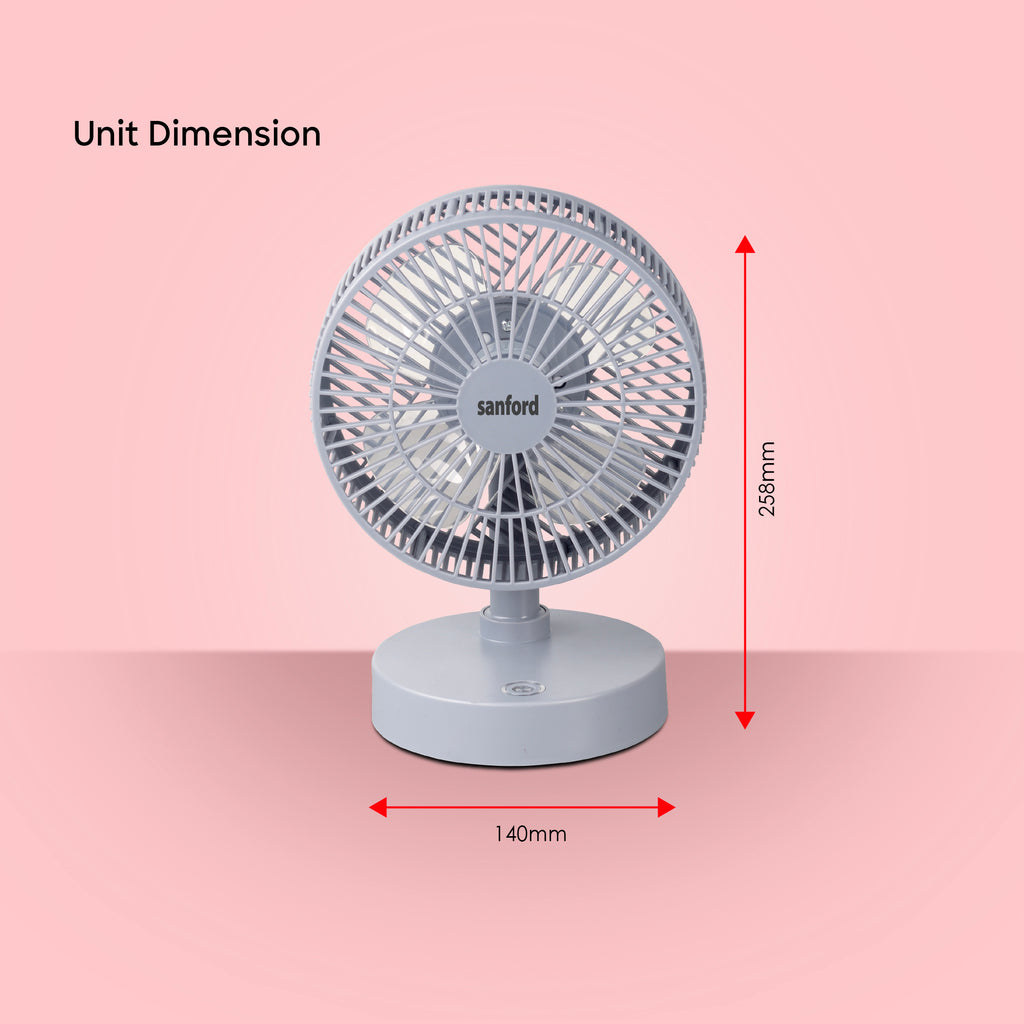 Sanford 7-Inch Rechargeable Table Fan with 3-Speed Oscillation | SF6668MFN - buysanford