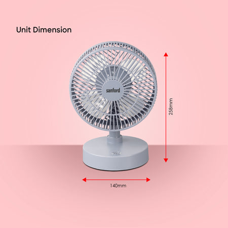 Sanford 7-Inch Rechargeable Table Fan with 3-Speed Oscillation | SF6668MFN - buysanford