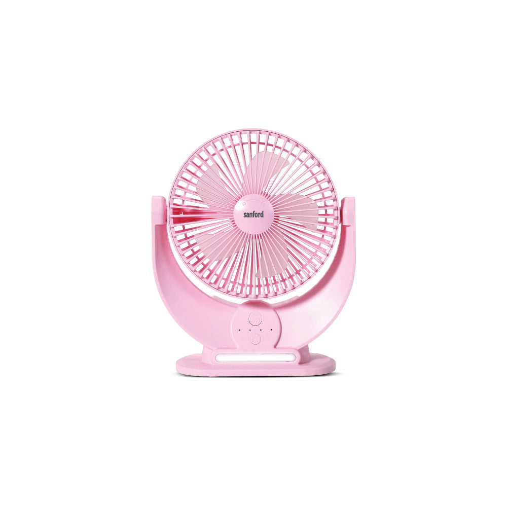 Sanford 7-Inch Rechargeable Table Fan with 3600mAh Battery and LED | SF6669MFN - buysanford