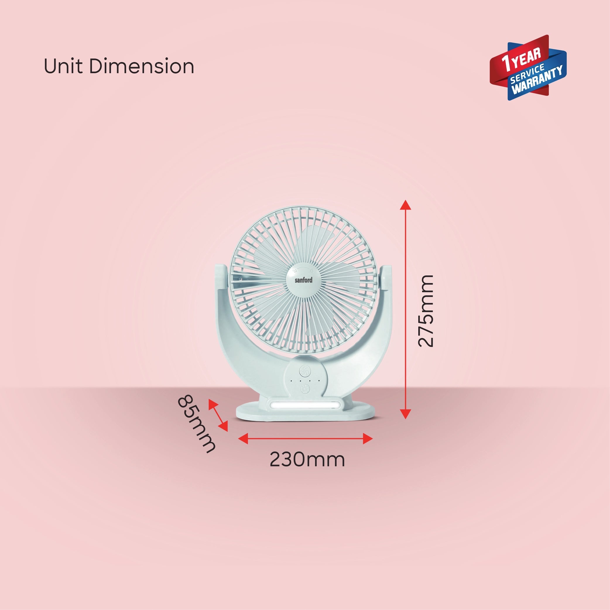 7 inch rechargeable table fan 3600mah battery led sanford 6