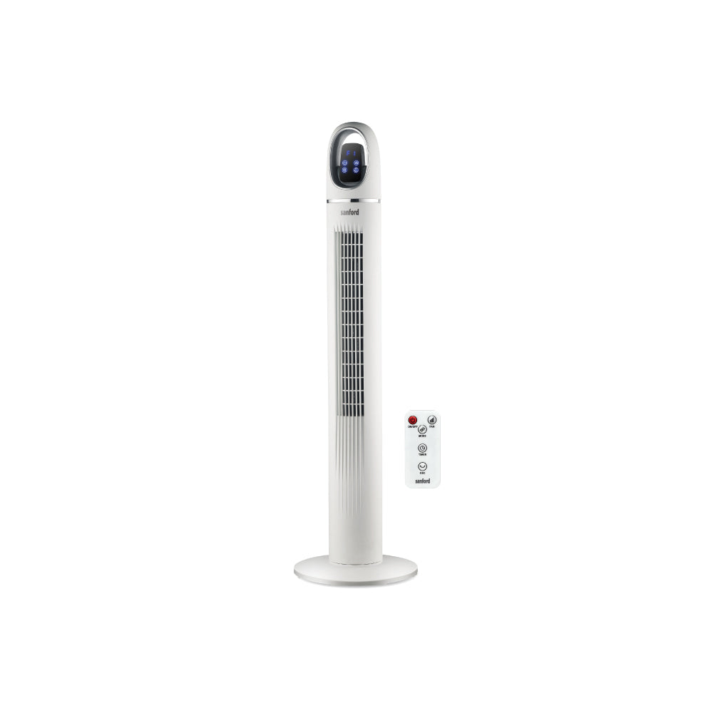Sanford 45-Inch Tower Fan | Slim Design | 50W Power | LED Touch Display | 3 Speeds | 24H Timer | Remote Control | Wide Oscillation | Detachable Base | Quiet Operation - buysanford