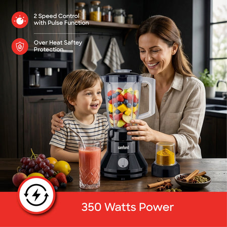 2 in 1 blender grinder 1.5L jar 350W stainless steel blades sanford 4