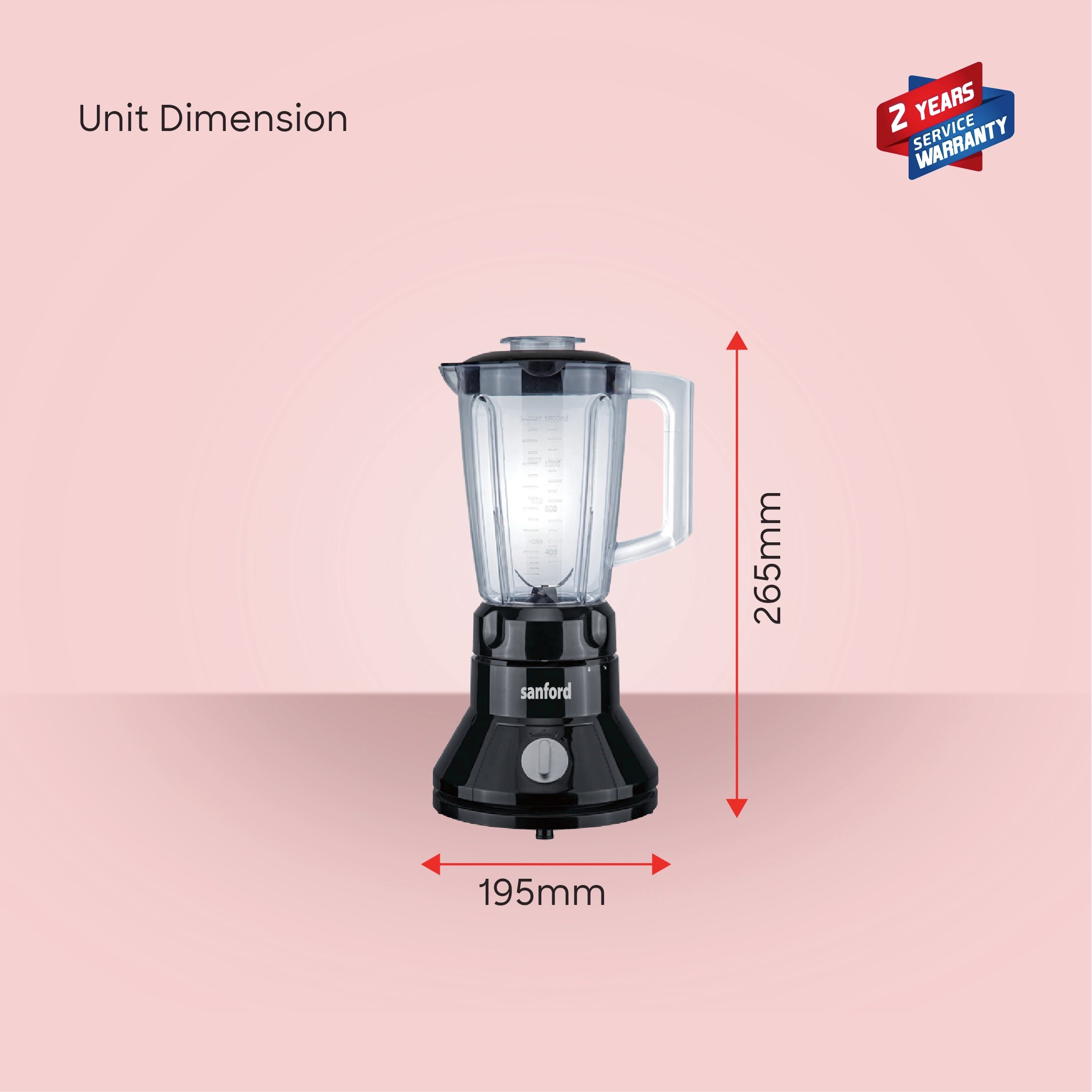 2 in 1 blender grinder 1.5L jar 350W stainless steel blades sanford 6