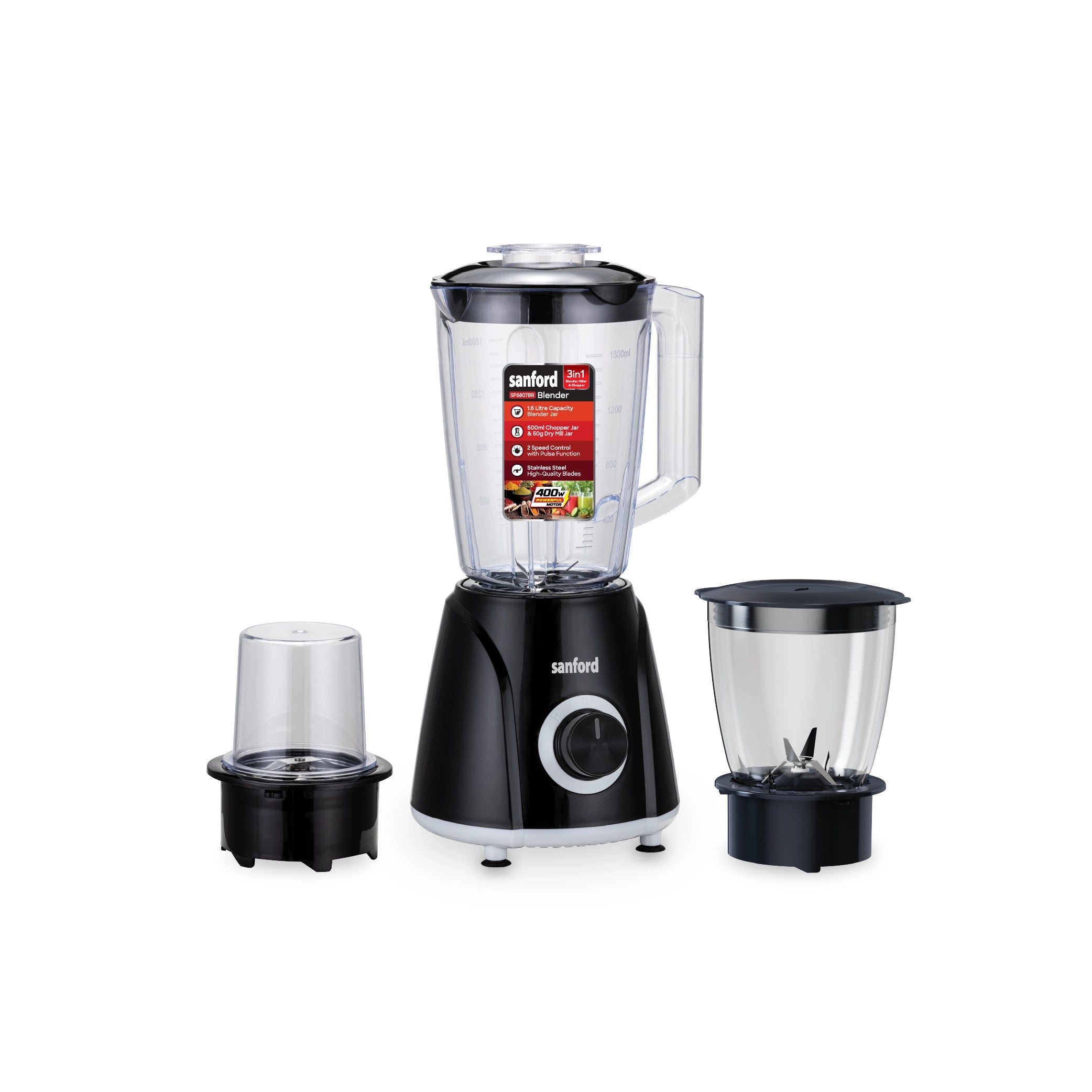 3 in 1 blender miller chopper 1600ml jar stainless steel blades sanford 1