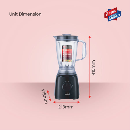 Sanford 2-in-1 Blender & Grinder | 1.8L Jar | 150g Dry Mill | 600W Motor | SS304 Blades - buysanford