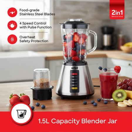 600W 2 in 1 blender grinder glass jars 4 speed control sanford 3
