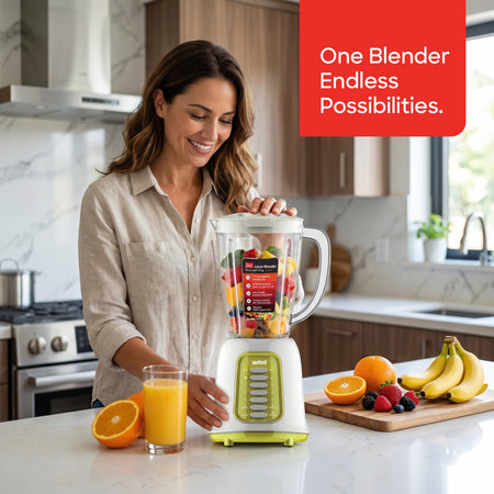 Sanford Blender & Grinder | 1.5L Jar | 150g Mill | 2 Speed + Pulse | 400W Copper Motor | SS Blades - buysanford