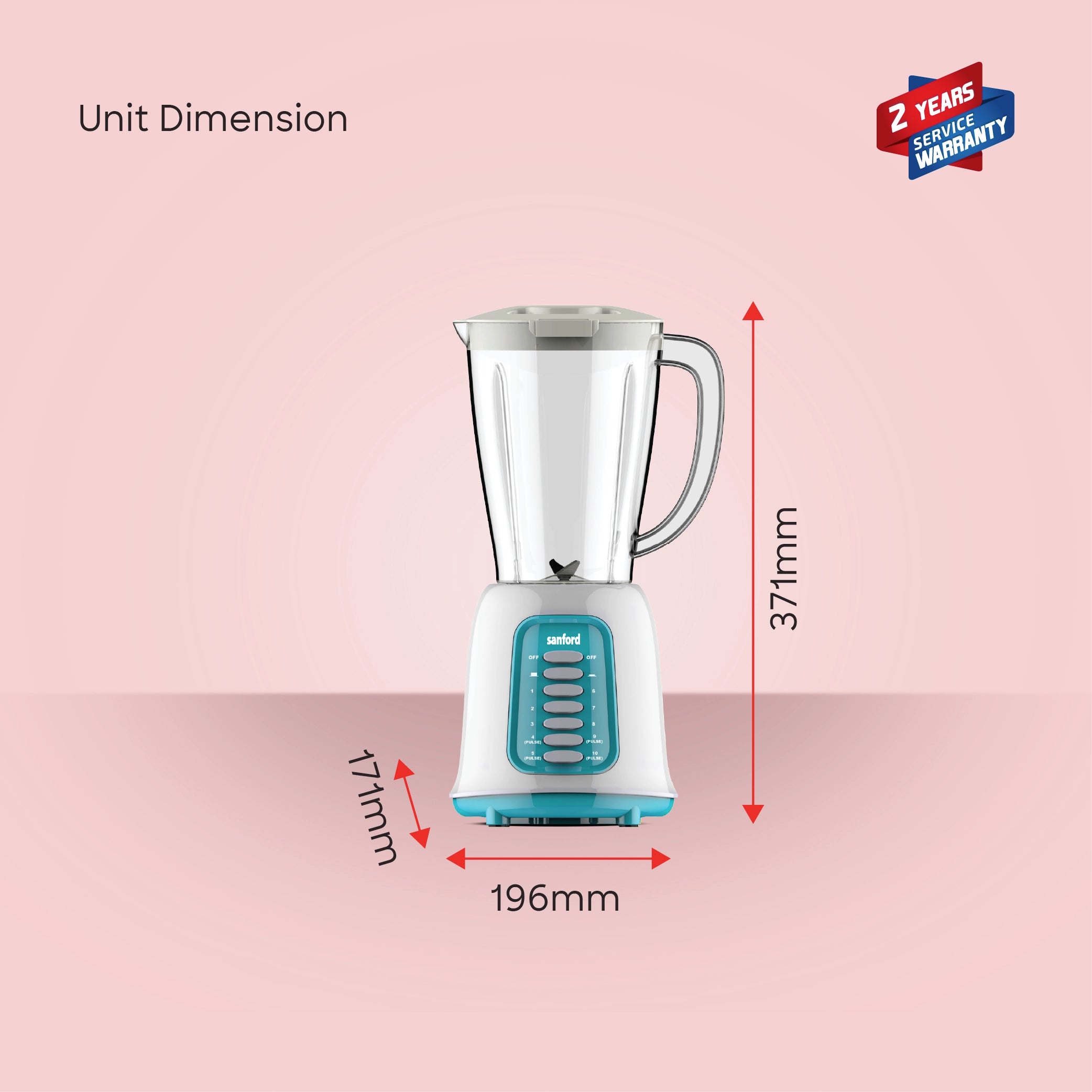blender grinder 1.5L jar 400W copper motor stainless steel blades sanford 6