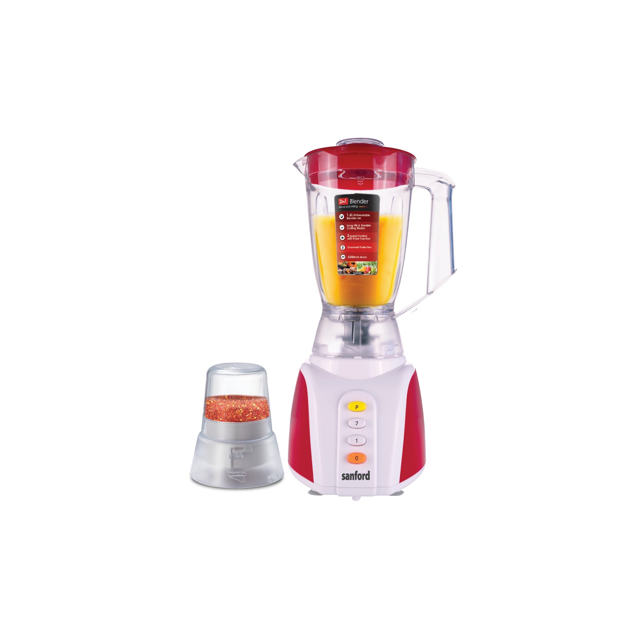 heavy duty blender grinder 2 in 1 650W unbreakable jar stainless steel blades sanford 1