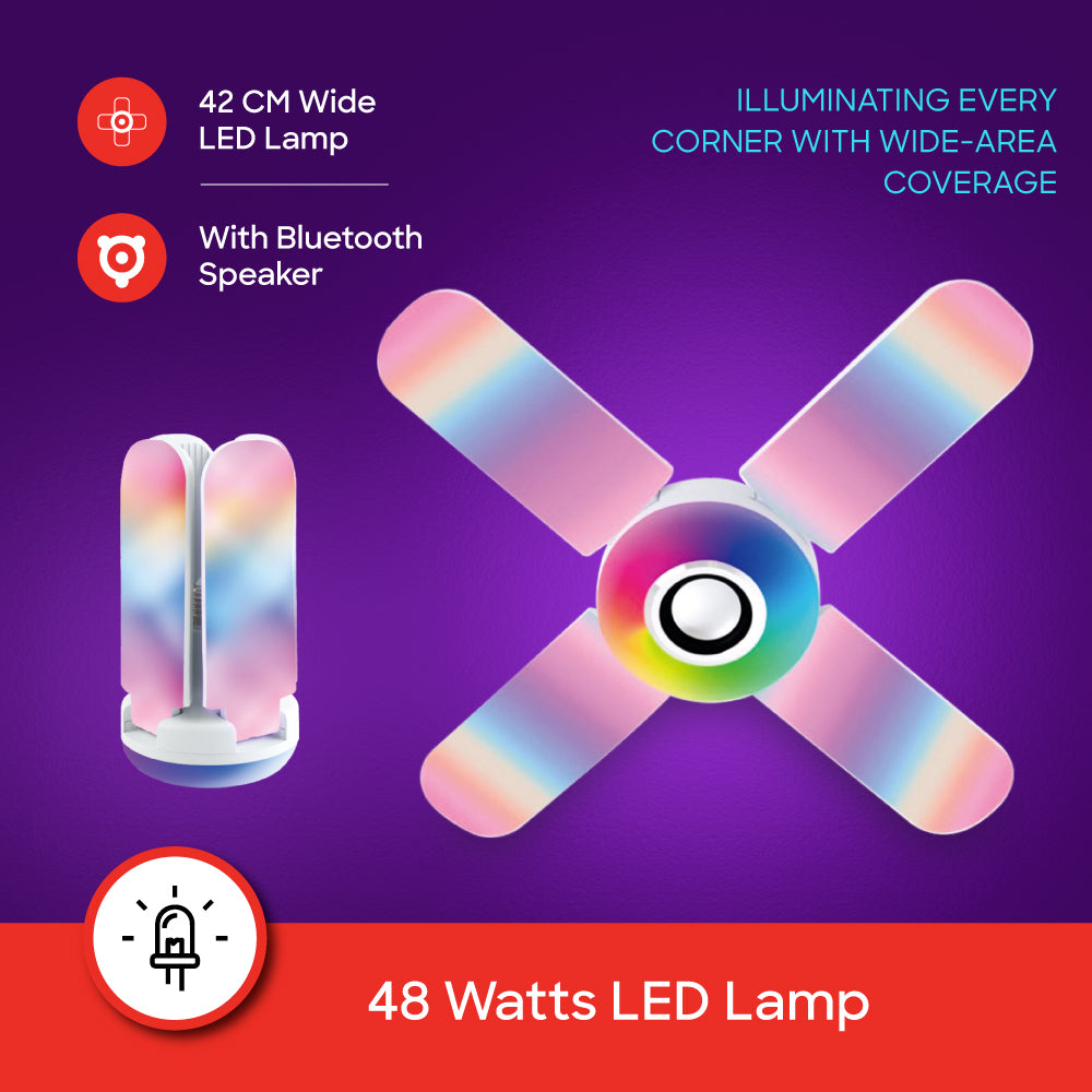 Sanford 4-Leaf RGB LED Lamp | 48W | 3800lm | Bluetooth Speaker | Foldable | Remote Control - buysanford