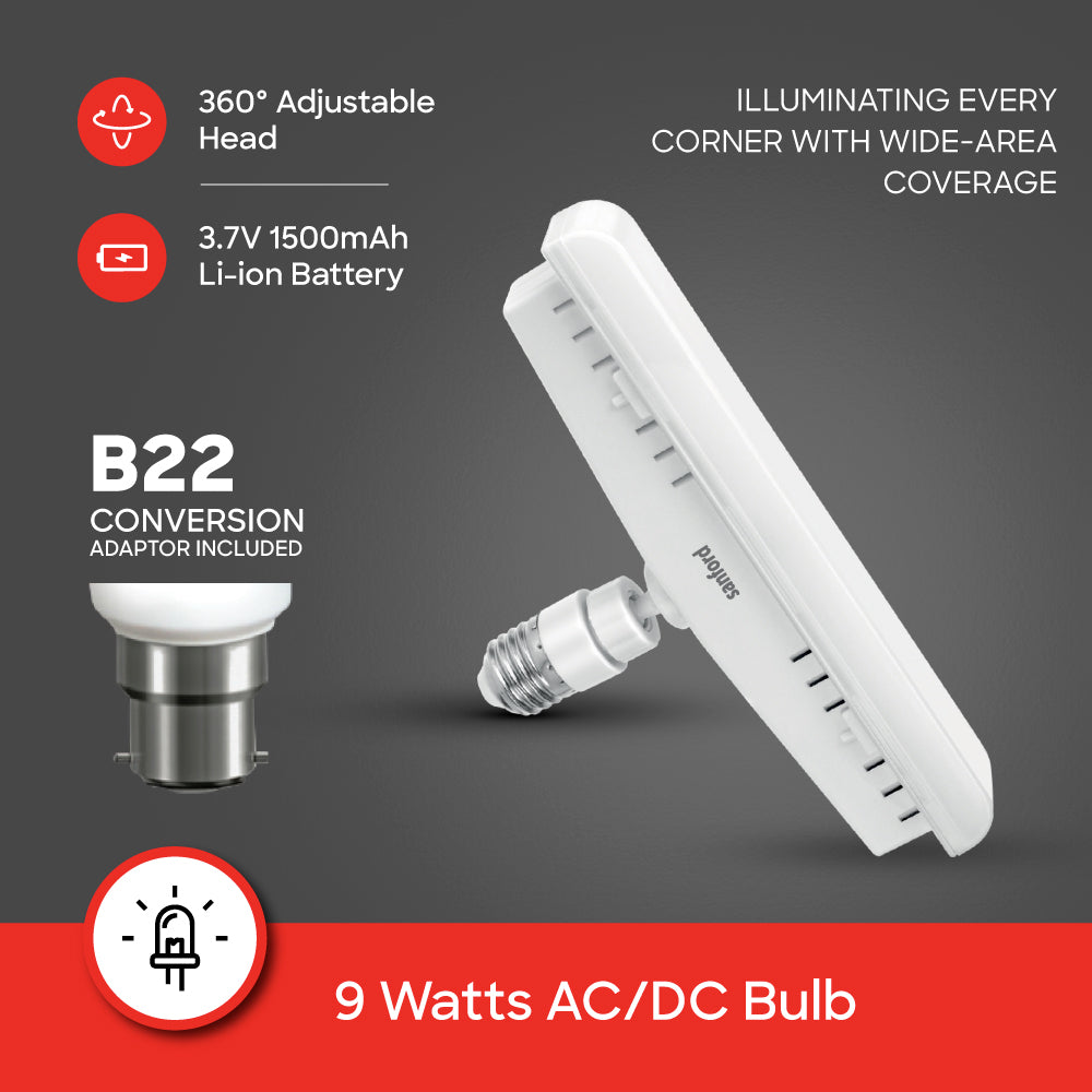 Sanford Rechargeable LED Emergency Light | 40 SMD LEDs | 500 Lumens | 3H Backup | 7W | 1000mAh Battery - buysanford