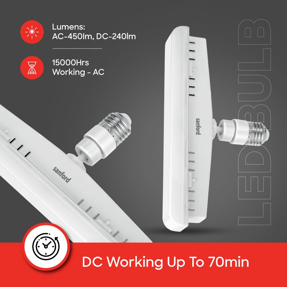 Sanford Rechargeable LED Emergency Light | 40 SMD LEDs | 500 Lumens | 3H Backup | 7W | 1000mAh Battery - buysanford