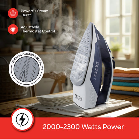 2300W steam iron ceramic soleplate anti drip anti calc sanford 3