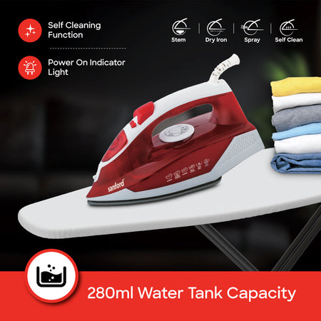 Sanford 2000 Watts Power Ceramic Coated Steam Iron with Anti-Drip , Anti-Calc and Self-Cleaning | SF70CSI - buysanford
