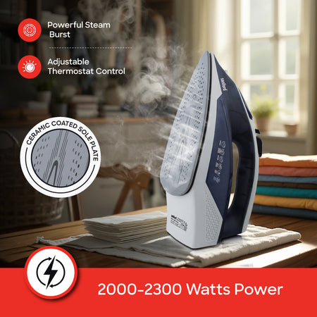 Sanford 2000 Watts Power Ceramic Coated Steam Iron with Anti-Drip , Anti-Calc and Self-Cleaning | SF70CSI - buysanford