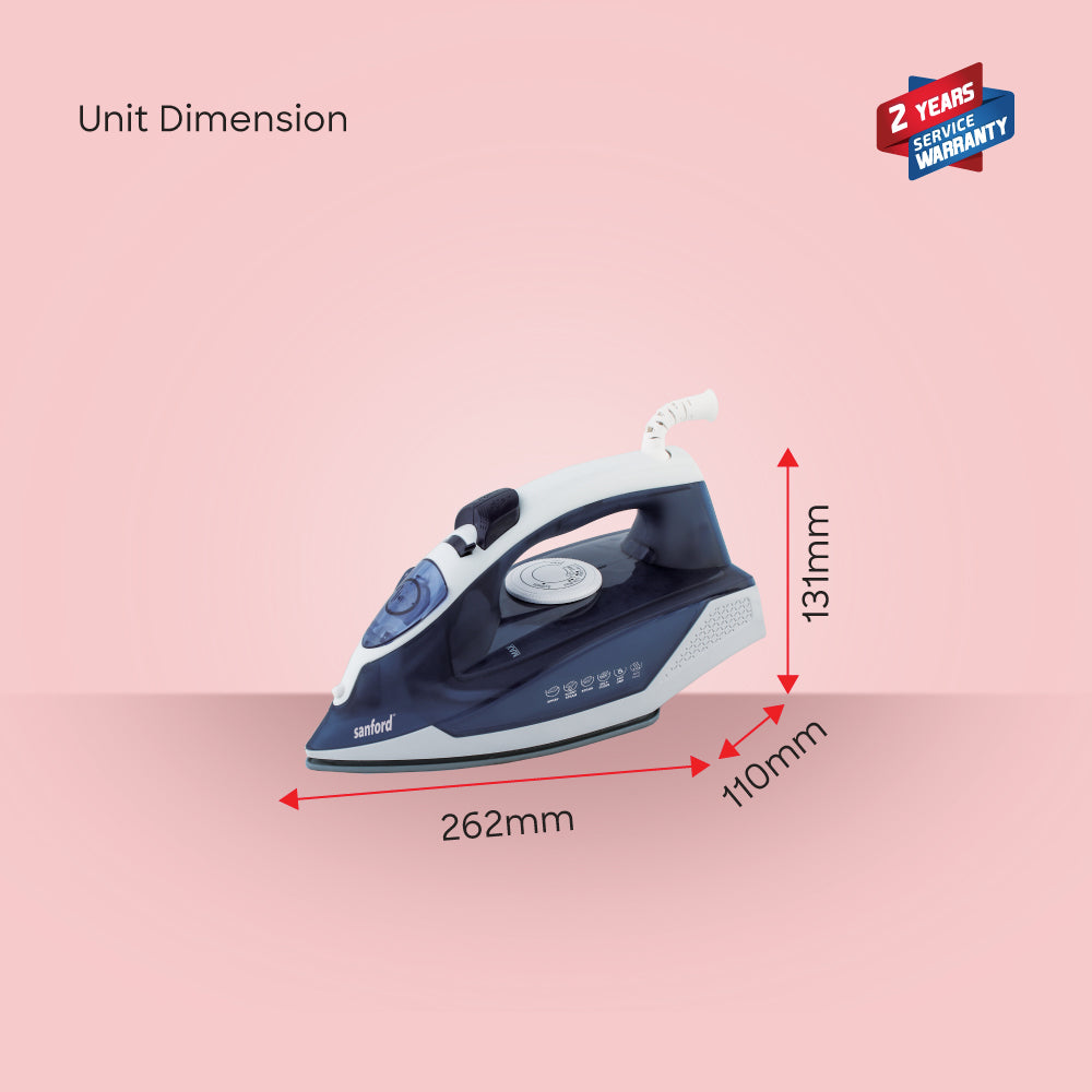 Sanford Multi-Function Steam Iron | 2300W Power | Ceramic Soleplate | 230ml Tank | Anti-Drip & Anti-Calc - buysanford