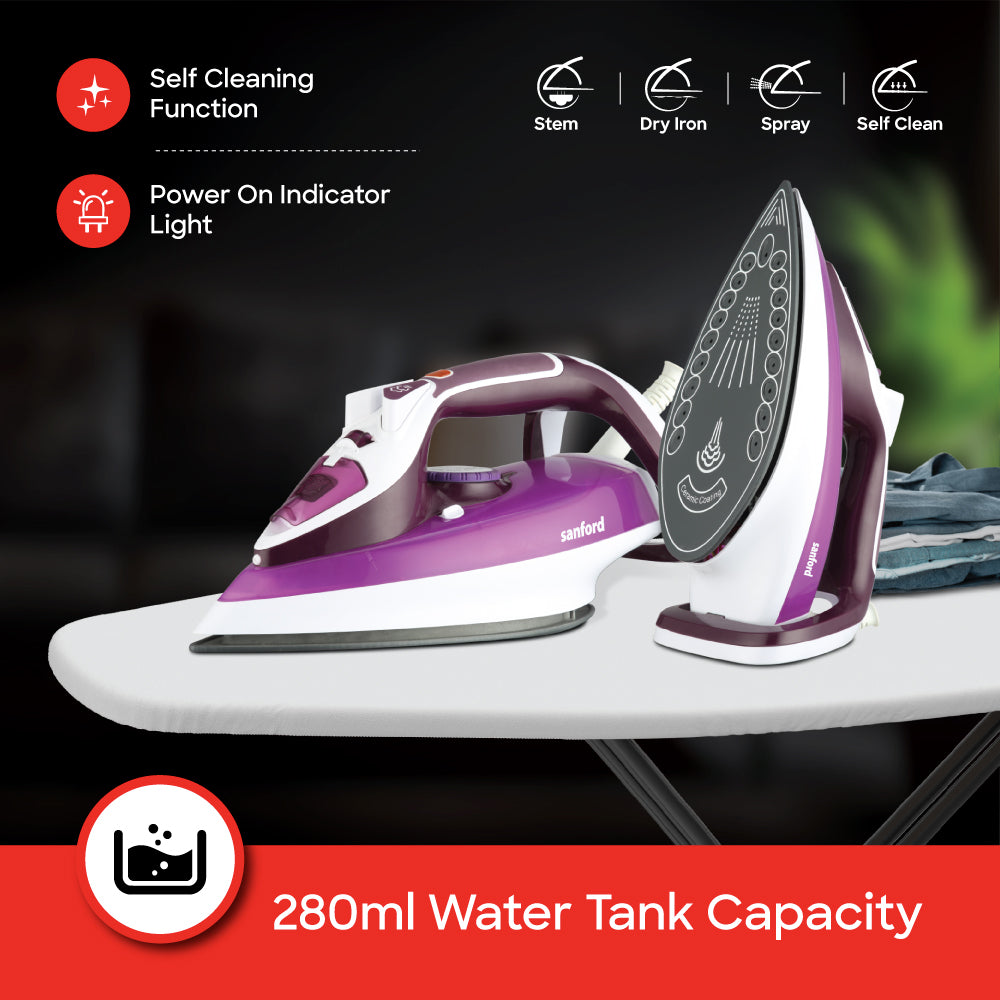 Sanford 2200 Watts Power Ceramic Coated Steam Iron with Self-Cleaning | SF77CI - buysanford