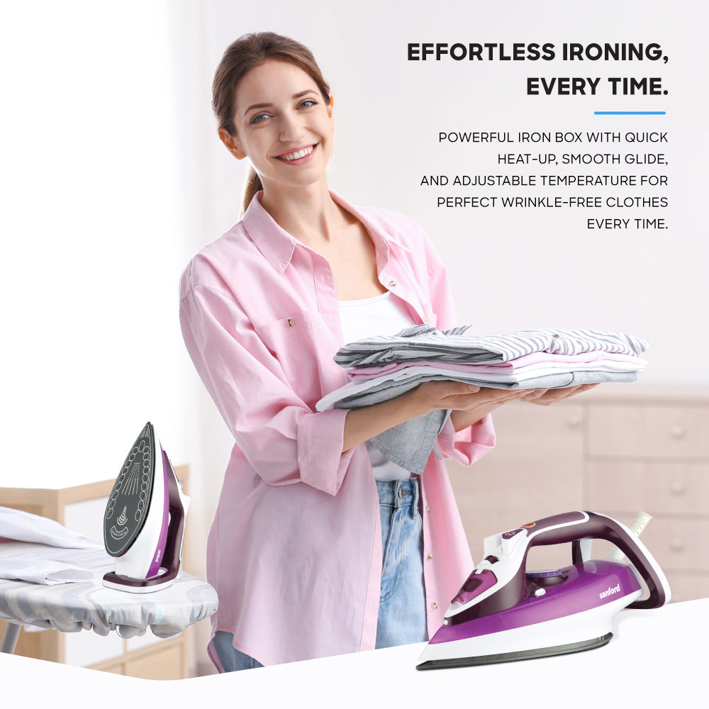 Sanford Multi-Function Steam Iron | 2200W Power | Ceramic Soleplate | 380ml Tank | Self-Cleaning - buysanford