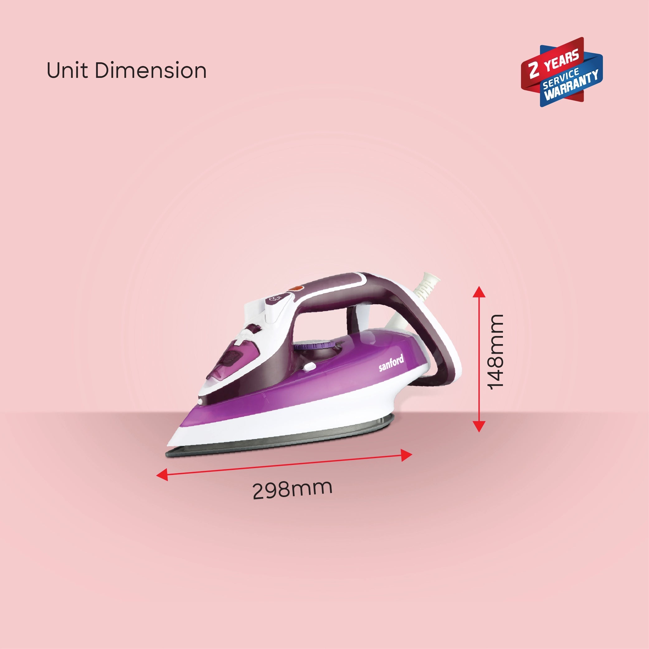 2200W steam iron ceramic soleplate 380ml tank self sanford 6