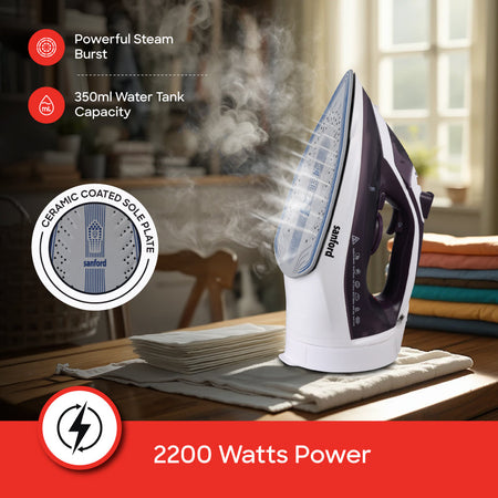 Sanford Ceramic Coated  Cordless Steam Iron with Anti-Drip, Anti-Calc & Self-Cleaning | SF79CI - SANFORD MIDDLE EAST DWC L.L.C