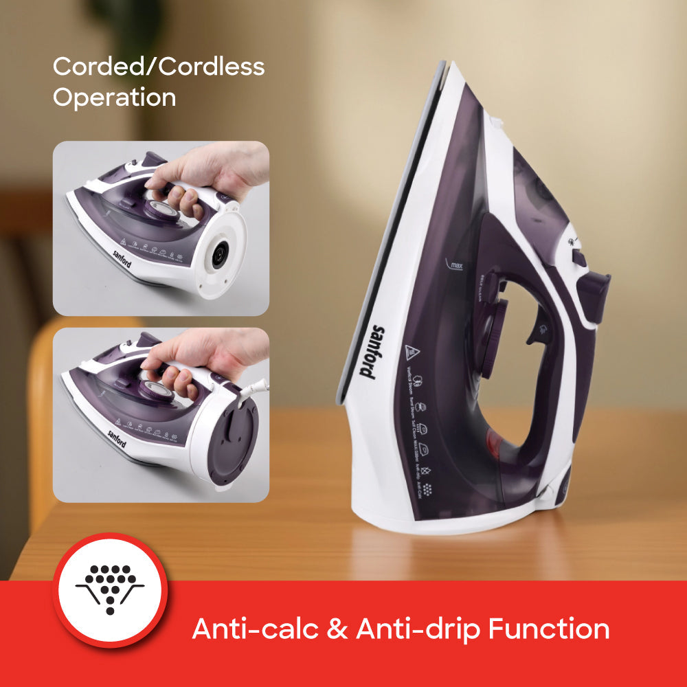 Sanford Ceramic Coated  Cordless Steam Iron with Anti-Drip, Anti-Calc & Self-Cleaning | SF79CI - SANFORD MIDDLE EAST DWC L.L.C
