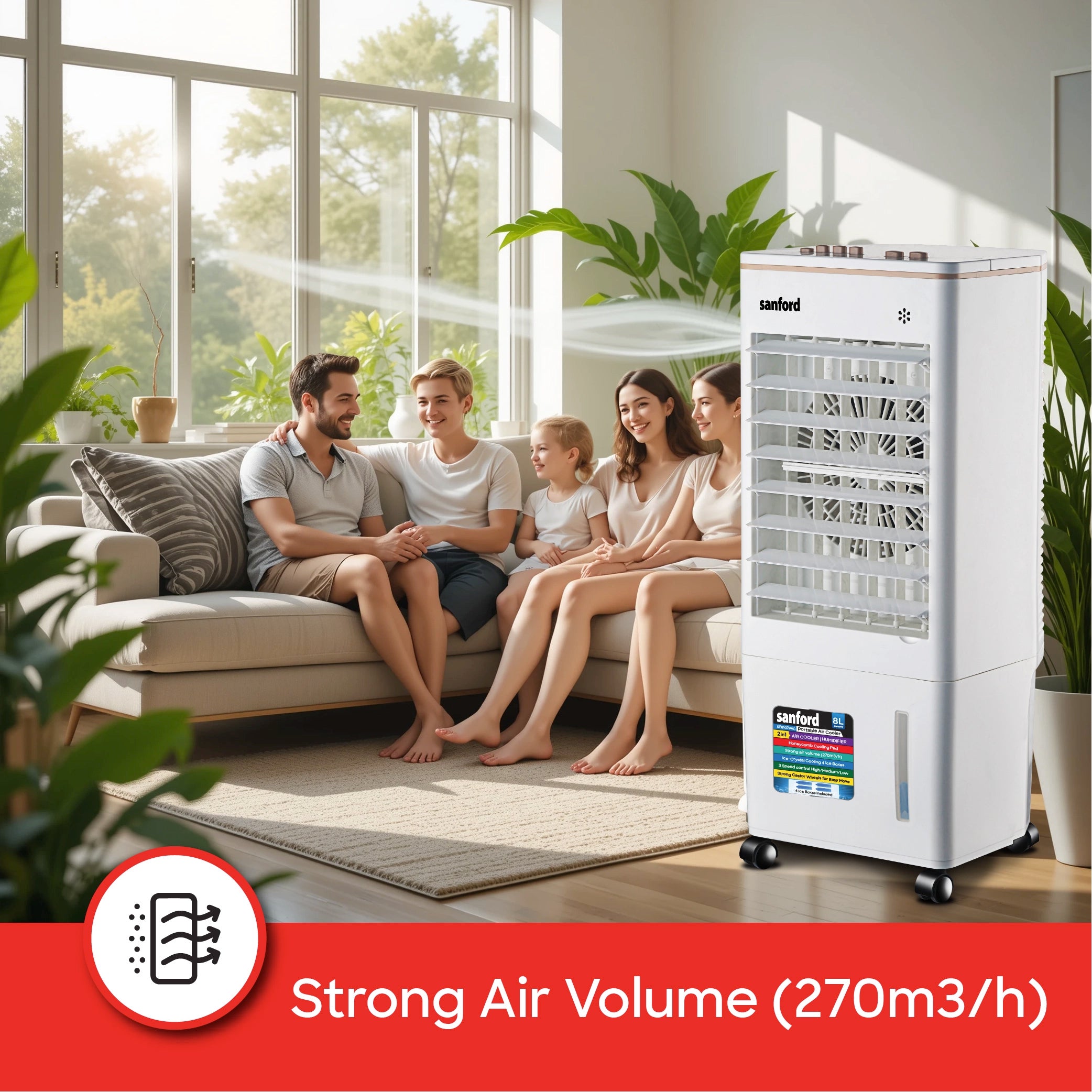 2 in 1 air cooler humidifier 8L tank ice box cooling sanford 5
