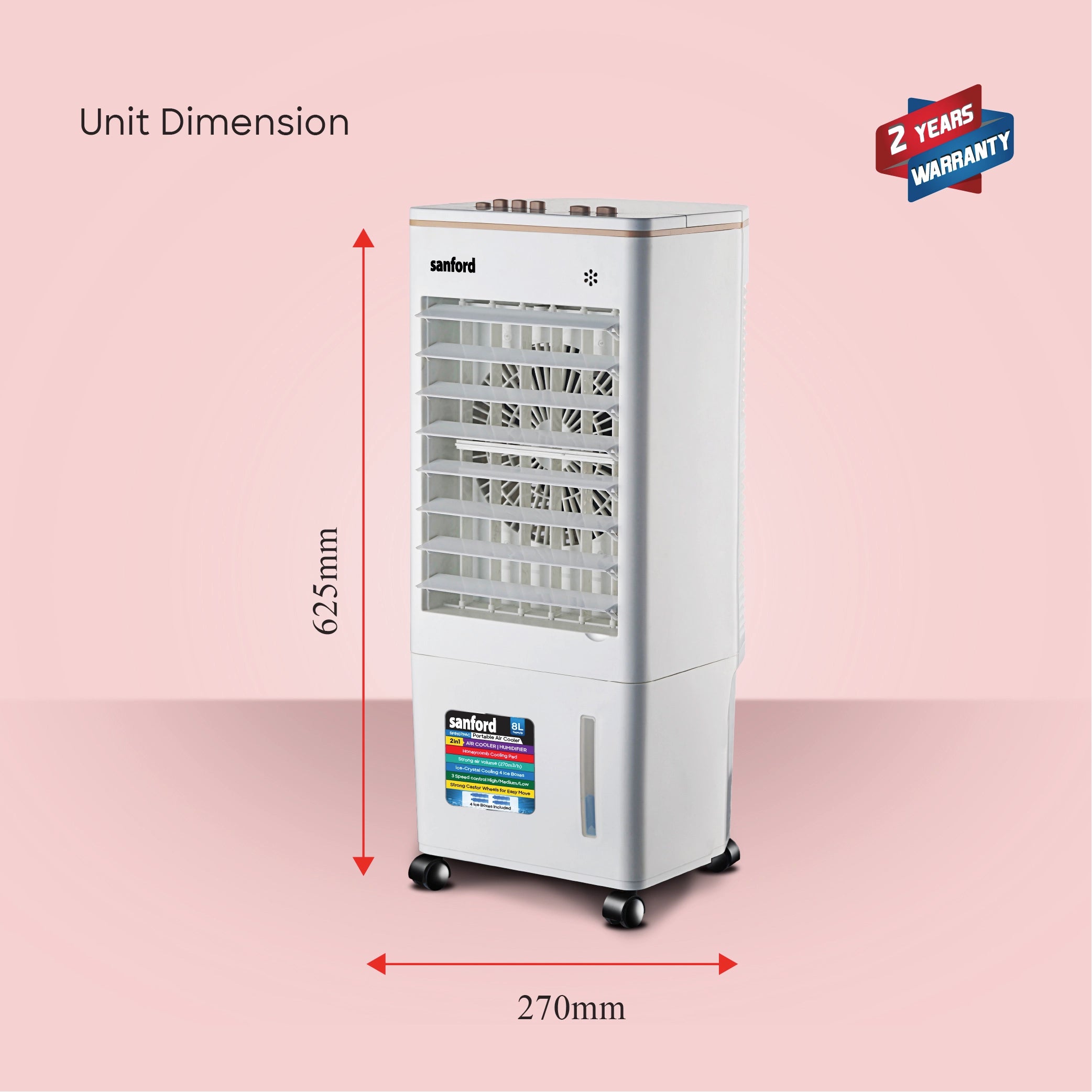 2 in 1 air cooler humidifier 8L tank ice box cooling sanford 6