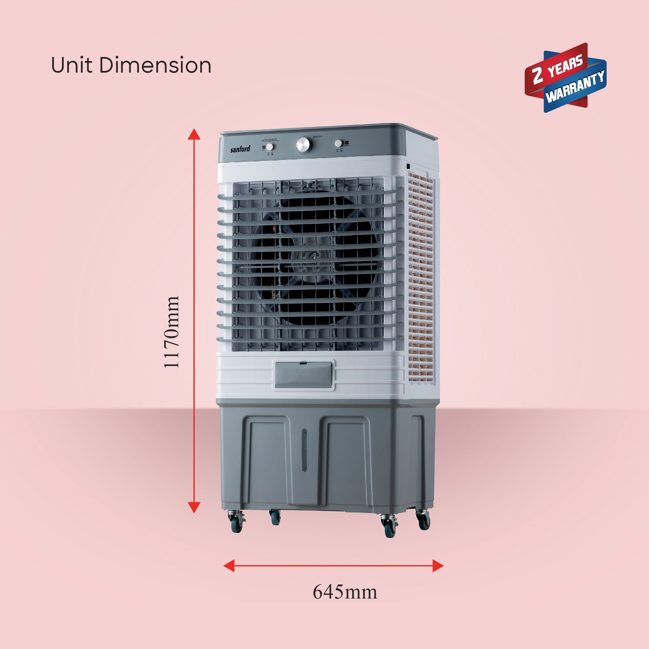 Sanford 75L Air Cooler | 260W Copper Motor | 11.58 m/s Wind Speed | 400mm Fan | Ice Box | Dual Water Inlet - buysanford