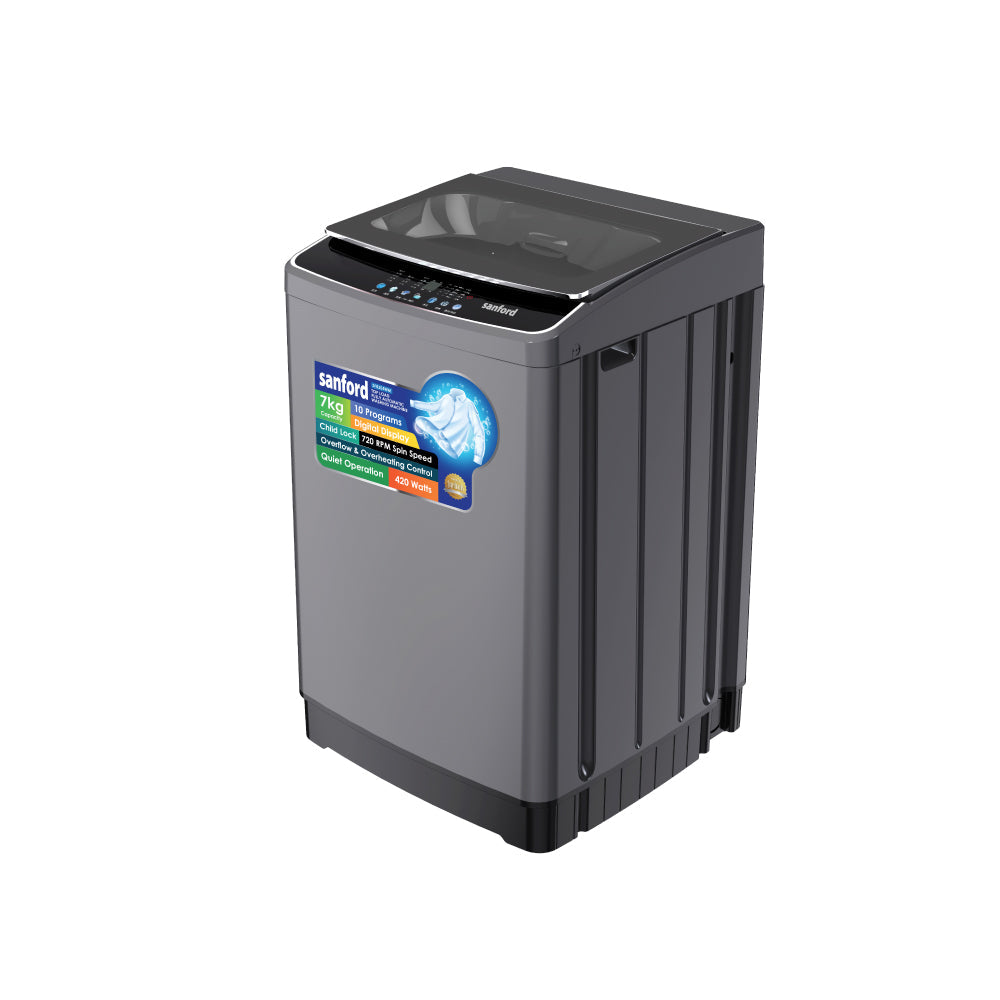 Sanford 7KG Fully Automatic Digital Top Loading Washing Machine with 10 Programs and Child Lock | SF8304WM - buysanford