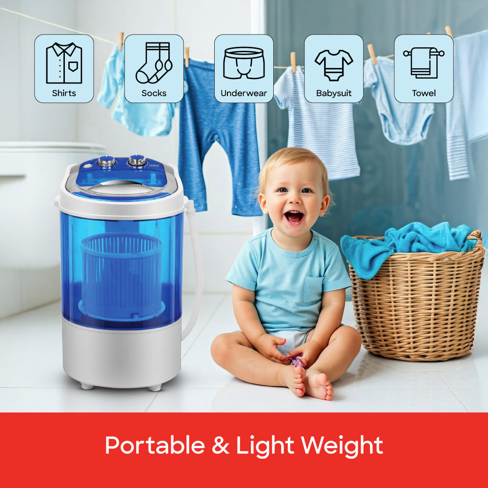 Sanford 2.5 KG Single Tub Semi Automatic Baby Washing Machine with Shoe Washing Tray | SF830W - buysanford