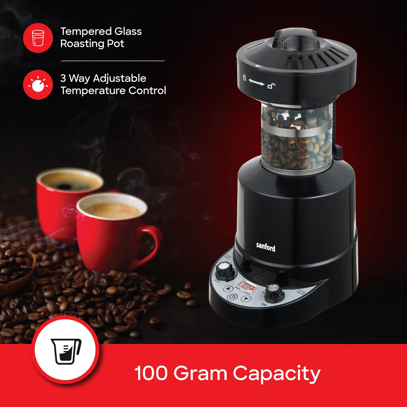 electric coffee roaster 2100W air roasting technology coffee bean roasting sanford 3