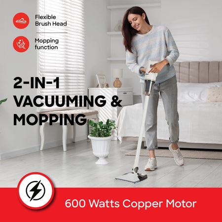 SF876VC Vacuum Cleaner Features - 600W Copper Motor with Adjustable Mop Head - Product Specifications UAE