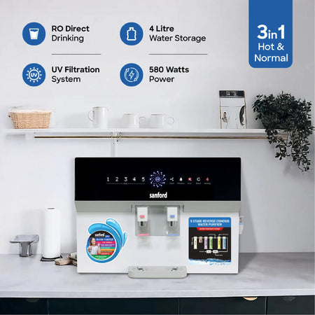 RO UV water purifier hot and normal water dispensing sanford 3