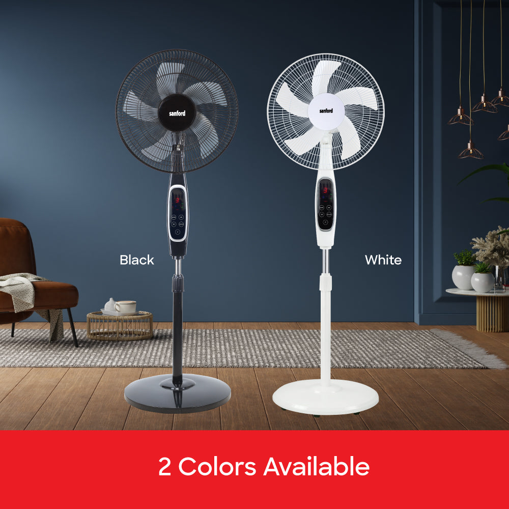 Sanford 18-Inch Stand Fan | 60W Heavy-Duty Motor | LED Display & Remote | 3-Speed | 7-Hour Timer - buysanford