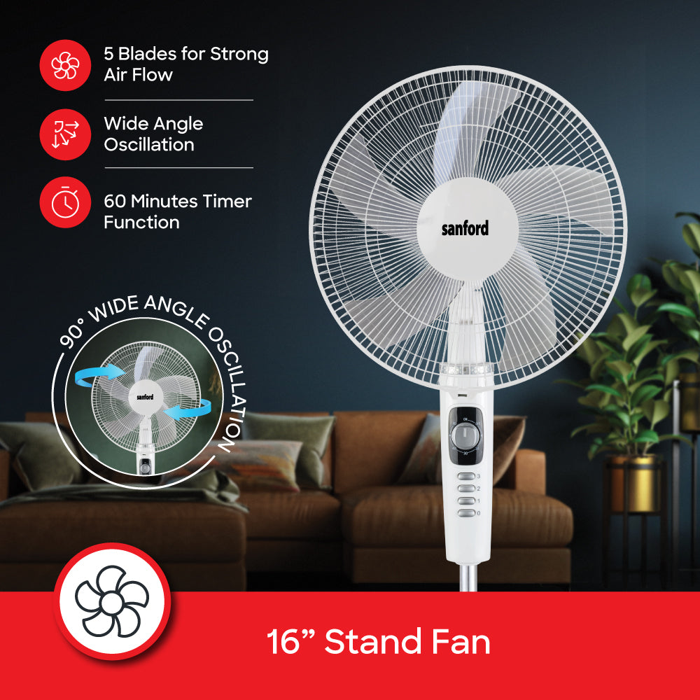Sanford 16 inch 5 blade Stand Fan | SF902SFN - buysanford