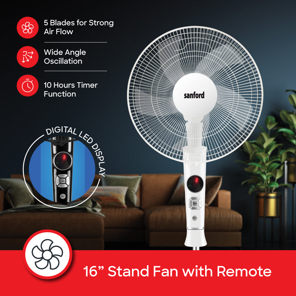 Sanford 16 inch 5 blade Stand Fan | SF903SFN - buysanford