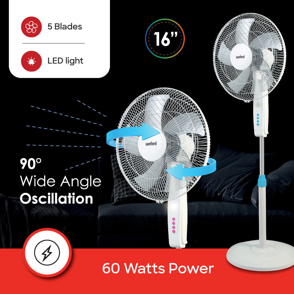 Sanford 16 inch 5 blade Stand Fan | SF907SFN - SANFORD MIDDLE EAST DWC L.L.C
